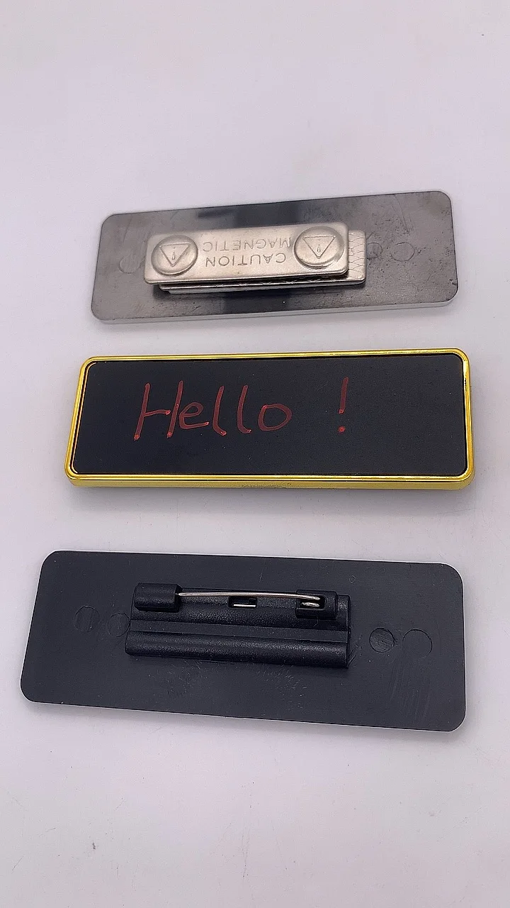 Blank Or Custom logo Reusable Chalkboard name tag badges with magnetic or pin