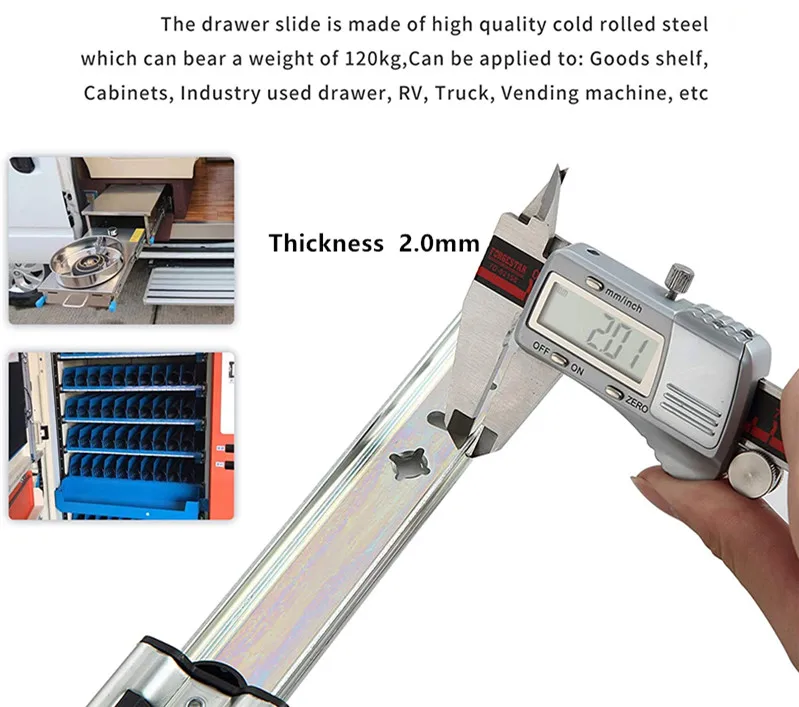 Heavy Duty 250 lbs Load Steel Full Extension Ball Bearing Drawer Slides with Lock Rails Runners Locking Side Mount