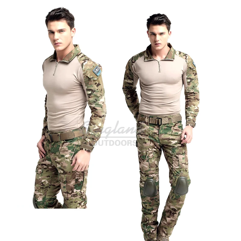 Singland 2021, Мужская тактическая одежда, рубашка и армейские штаны, комплект с длинным рукавом, 1/4, на молнии, для улицы, военная лягушка, костюм, Униформа, Multicamo
