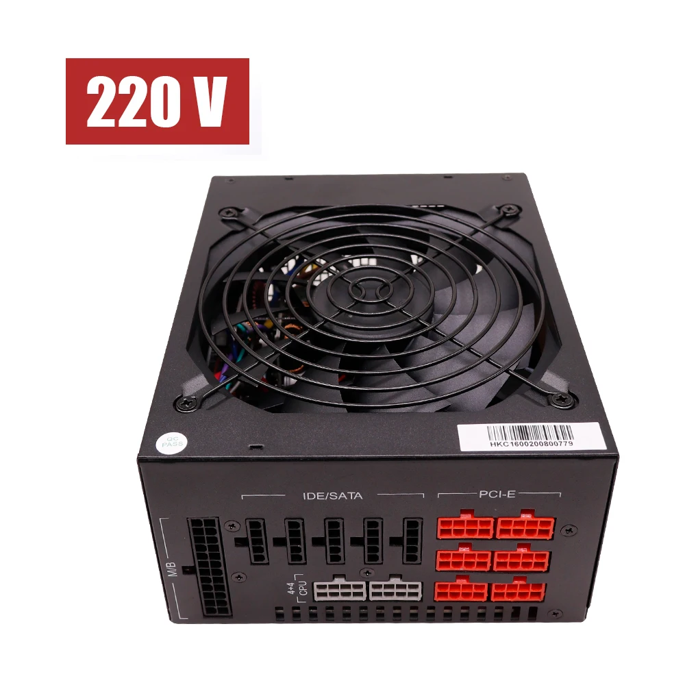 ATX Computer Case Silver Platform Power Black Red 1600W Modular  PSU Rig Machine with Qingsea Chassis