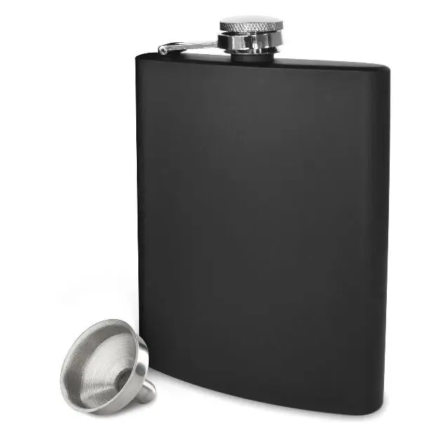 Matt Black 8OZ 304 Stainless Steel Hip Flask Funnel set Leak Proof Pocket Flask For Liquor For Men
