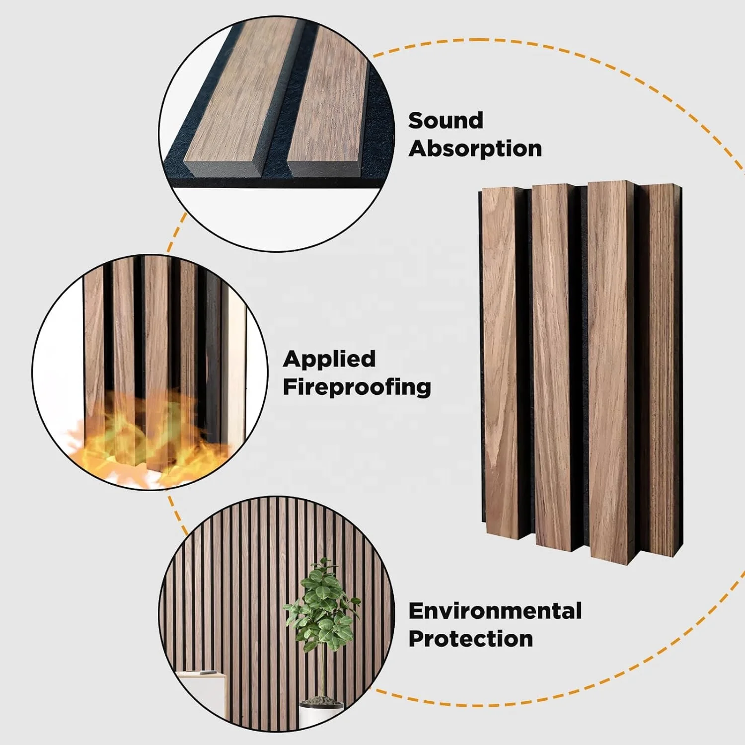 Acoustic Matte Laminate Slat Wall Panel interior acoustic panels wall wood fibre acoustic sound proof panels