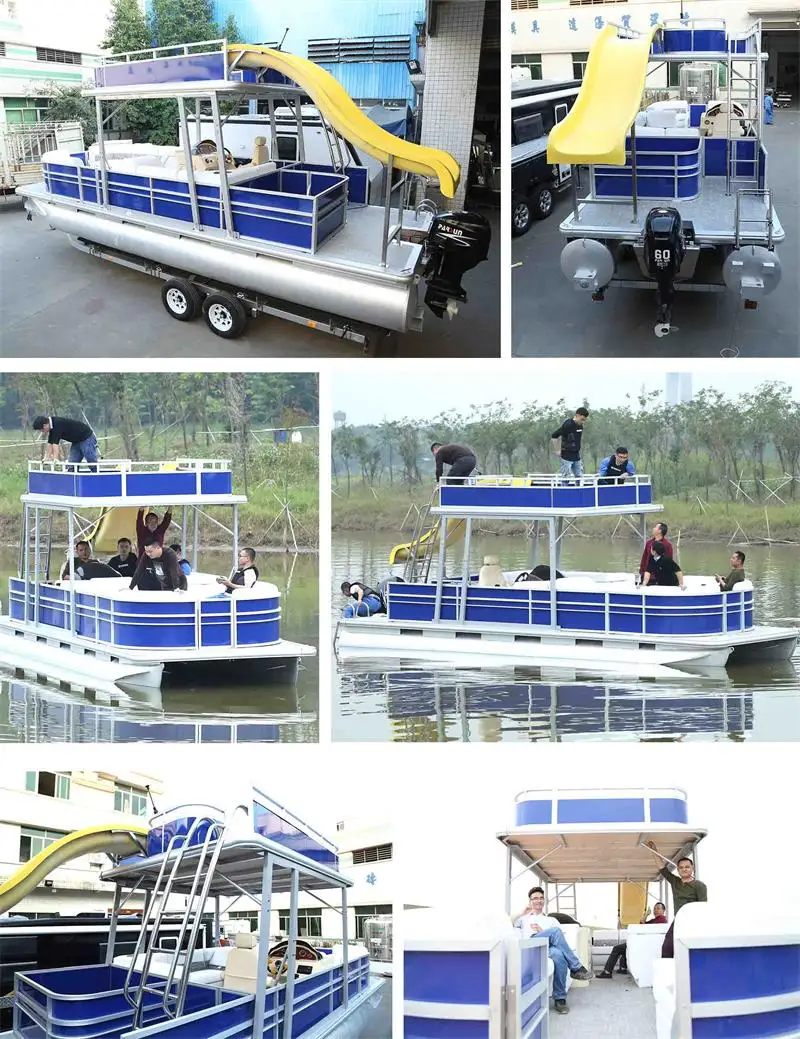 28ft 300HP Tritoon Pontoon Boat With Bathroom For Sale