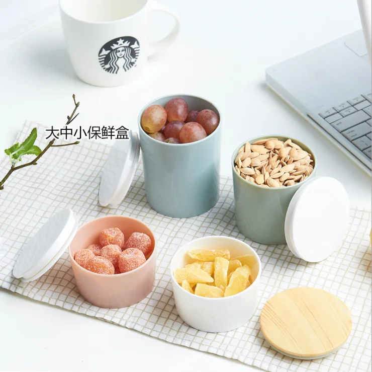 Кухонные контейнеры керамическая банка для хранения пищевых продуктов штабелируемые с герметичной деревянной крышкой сервировки молотого