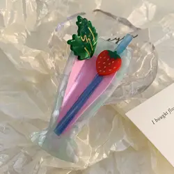 South Korea France French hair clip niche ins cute wine glass flower acetic acid grab clip cocktail cup shark clip