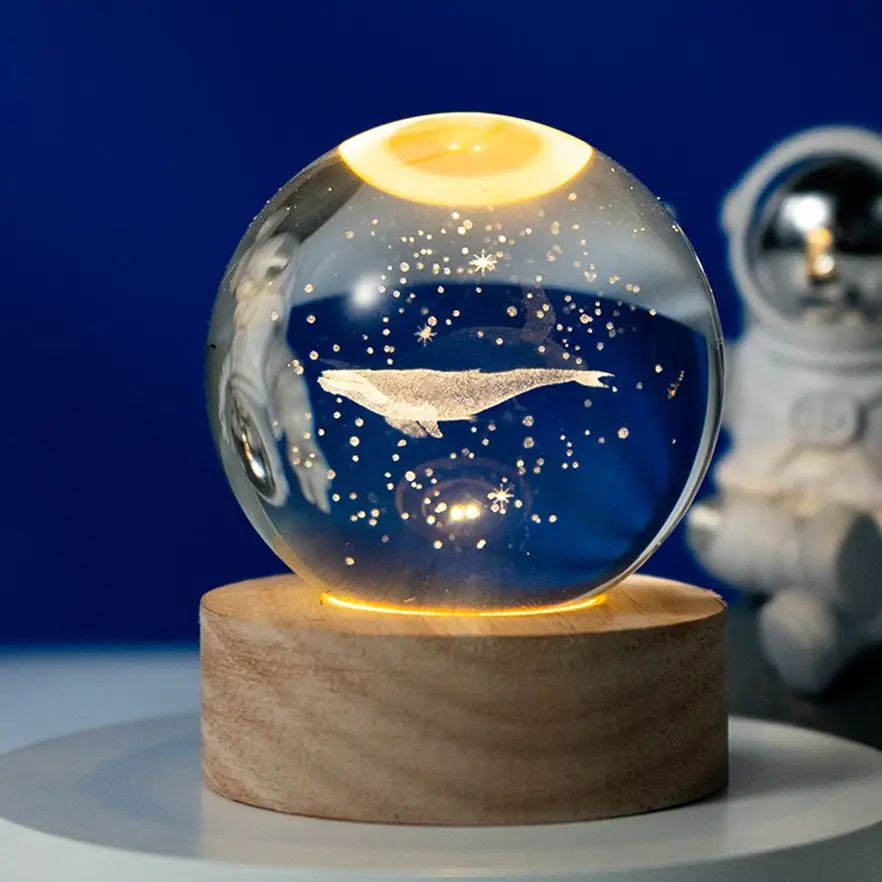 LED Night Light Planet Moon Table Lamp Crystal Ball 3D Party Birthday Gifts for Bedroom Home Decor Kids Children