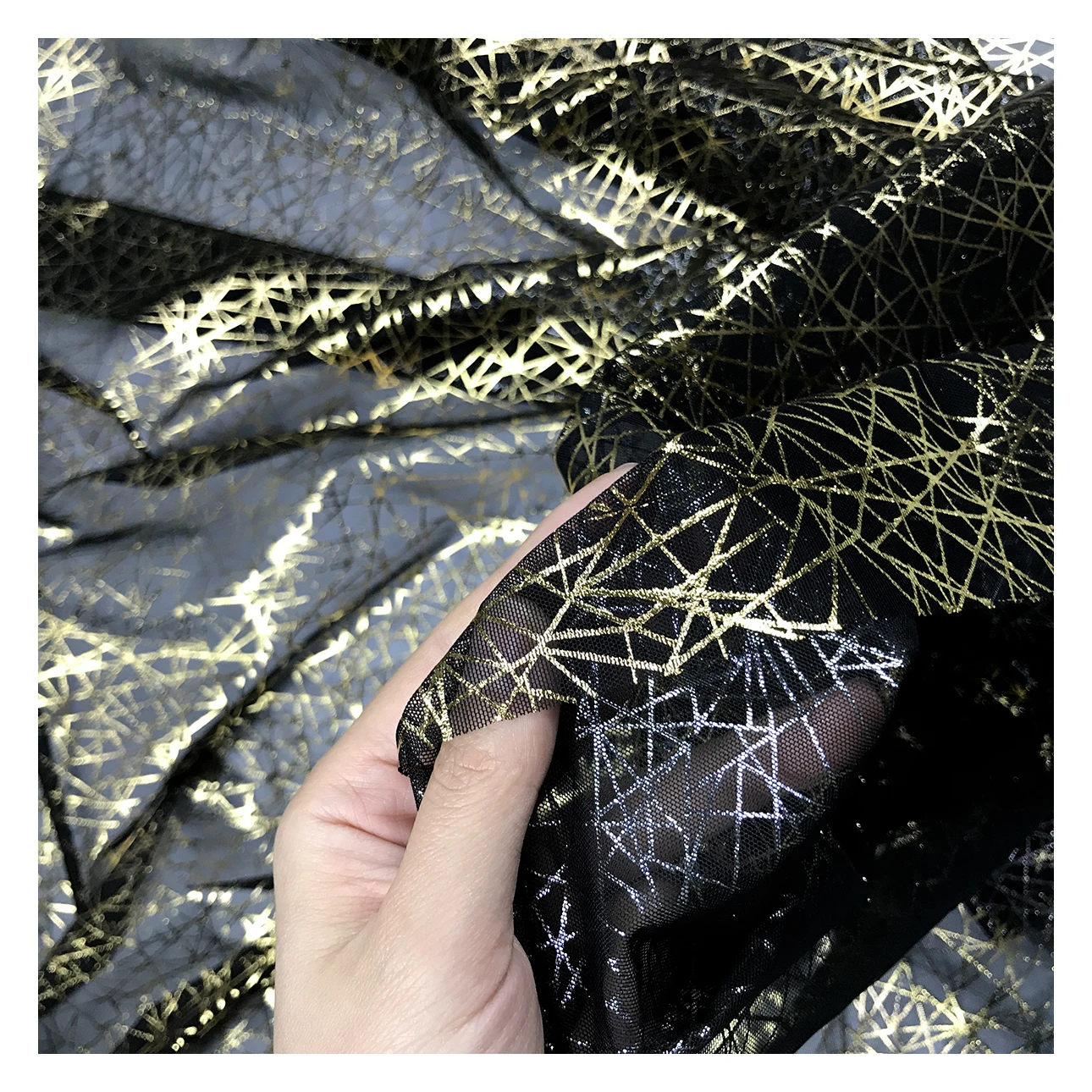 The Factory Outlet No Moq Shiny Foil Printing Mesh Good Quality Metallic Fabric for Clothing or Stage Wear