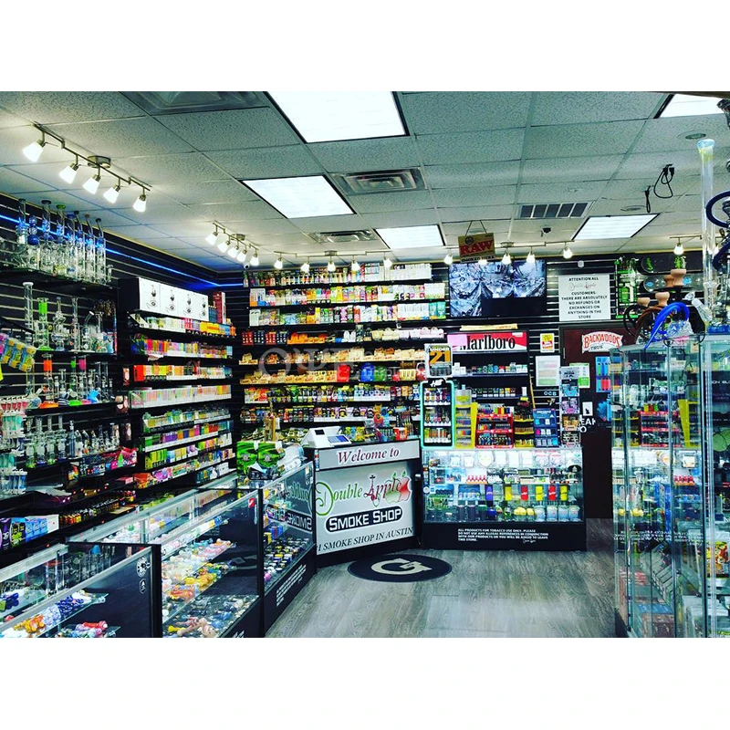 Лидер продаж светодиодный стеклянный счетчик алюминиевый каркас витрина для дымовых магазинов с регулируемыми полками