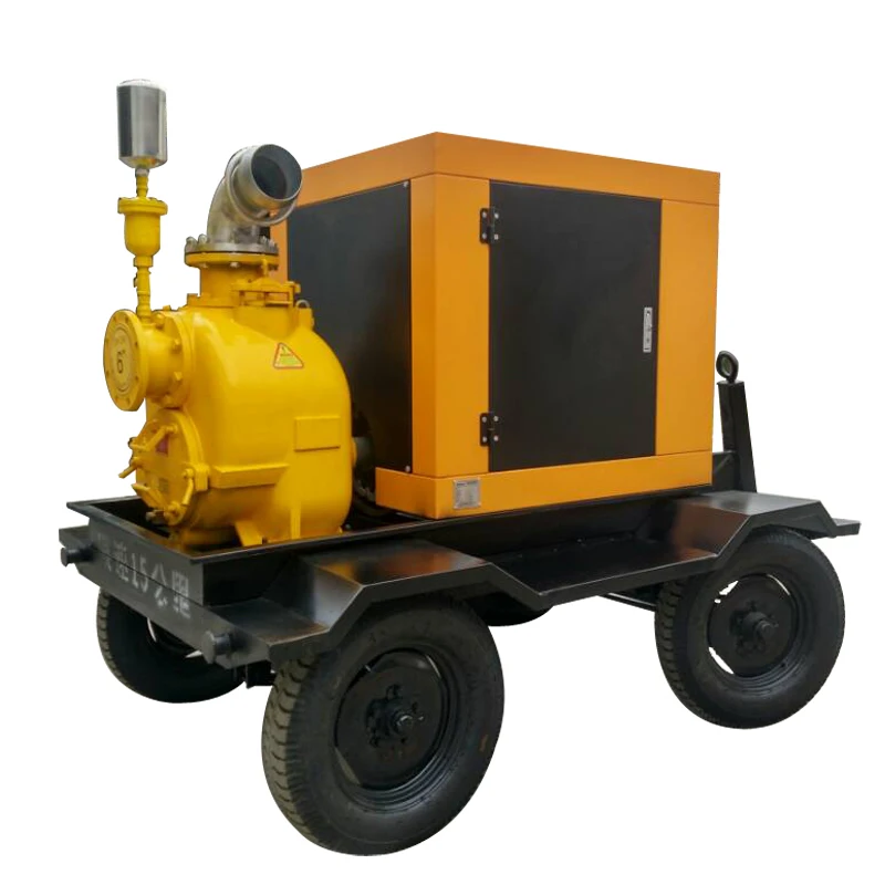 230m³/h Driven By Diesel Engine Centrifugal Type Cast Iron Material Self Priming Sewage Pump With Mobile Trailer