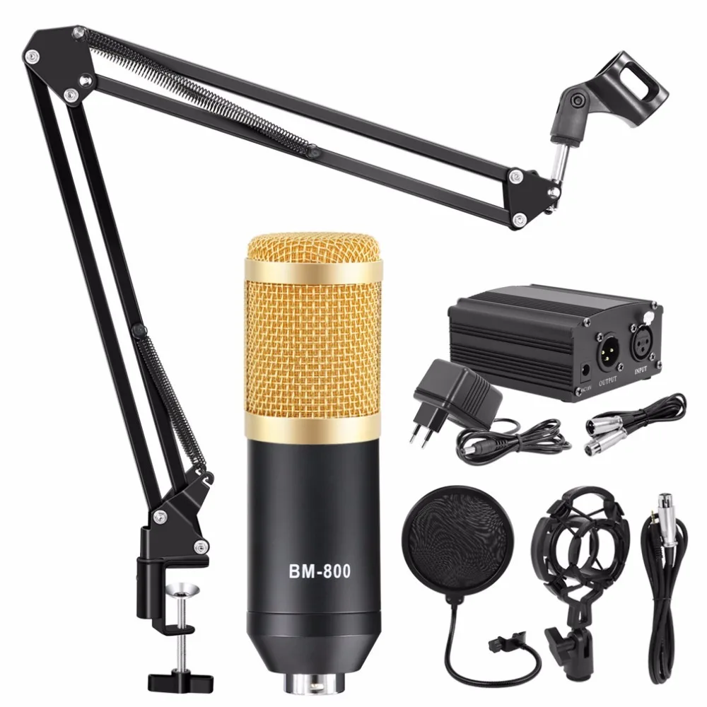 BM800 professional 3.5mm condenser microphone with sound card