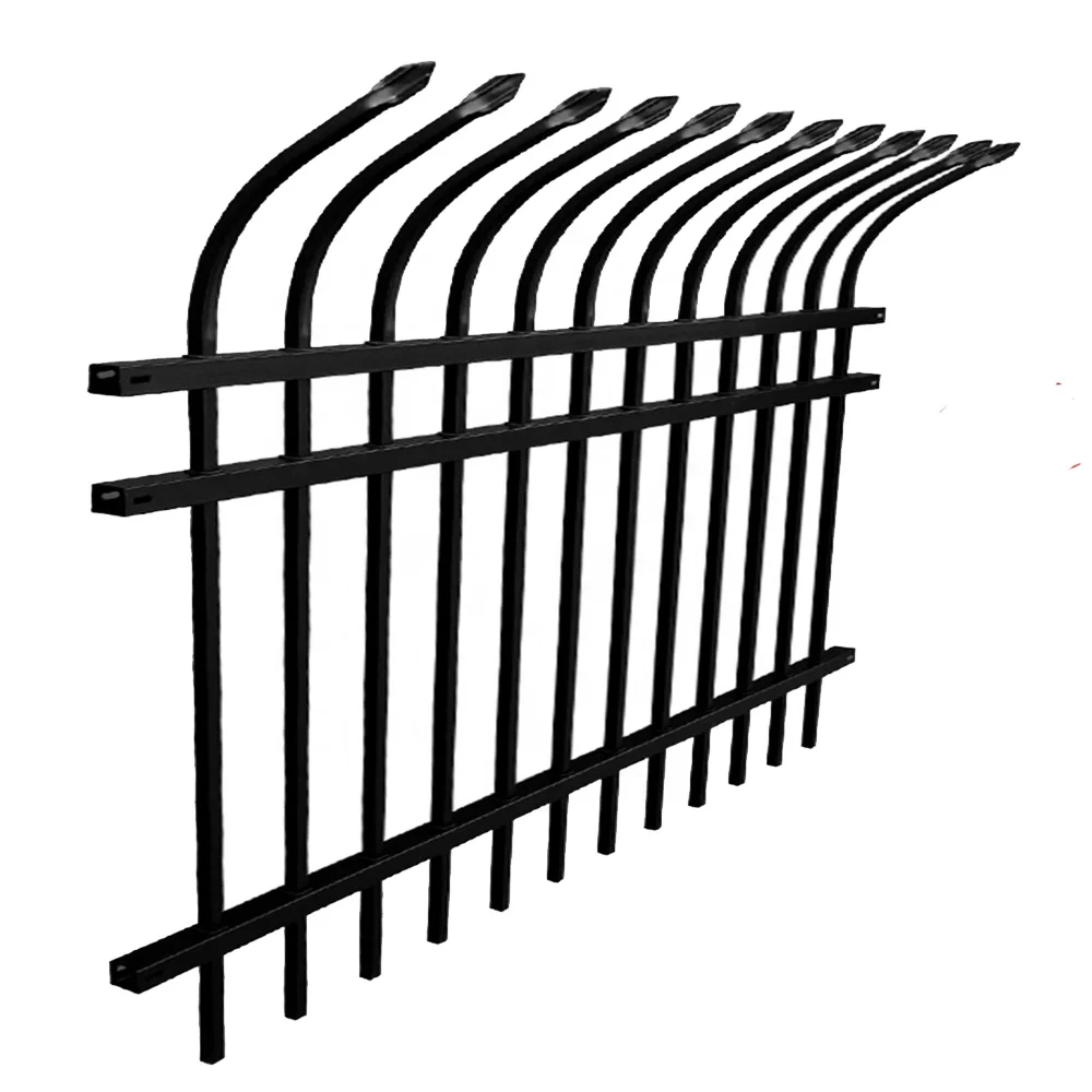 6ft 8ft black powder coated wrought iron metal fencing railings