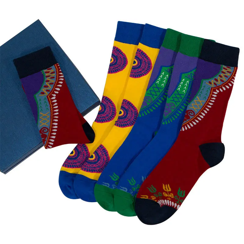 2023 New Fashion Colourful African Printed Unisex Socks Long 100 % Cotton African Socks