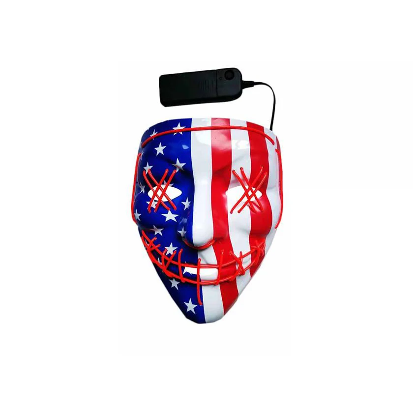  LED Flag Mask Halloween Party Masquerade Masks EL Cold Light Glow In The Dark Horror Glowing Masker Purge NEW