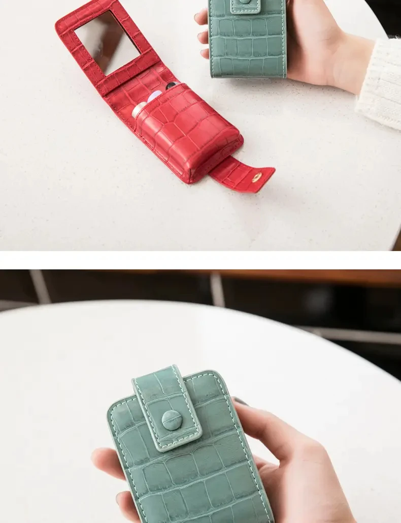 2023 New Style Girl Custom Lipstick Case Waterproof Portable Lipstick Bag Leather Pu Crocodile Pattern Mini Lipstick Case