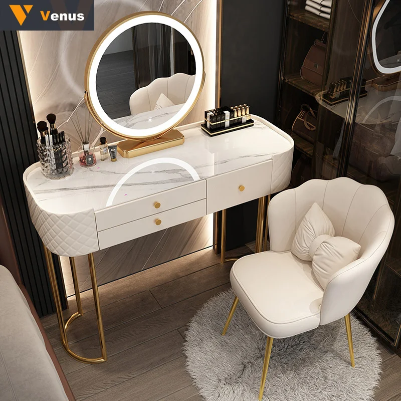 Women Makeup Table Light luxury Marble Dresser with drawers bedroom furniture Modern Simple Nordic Dressing Table mirror