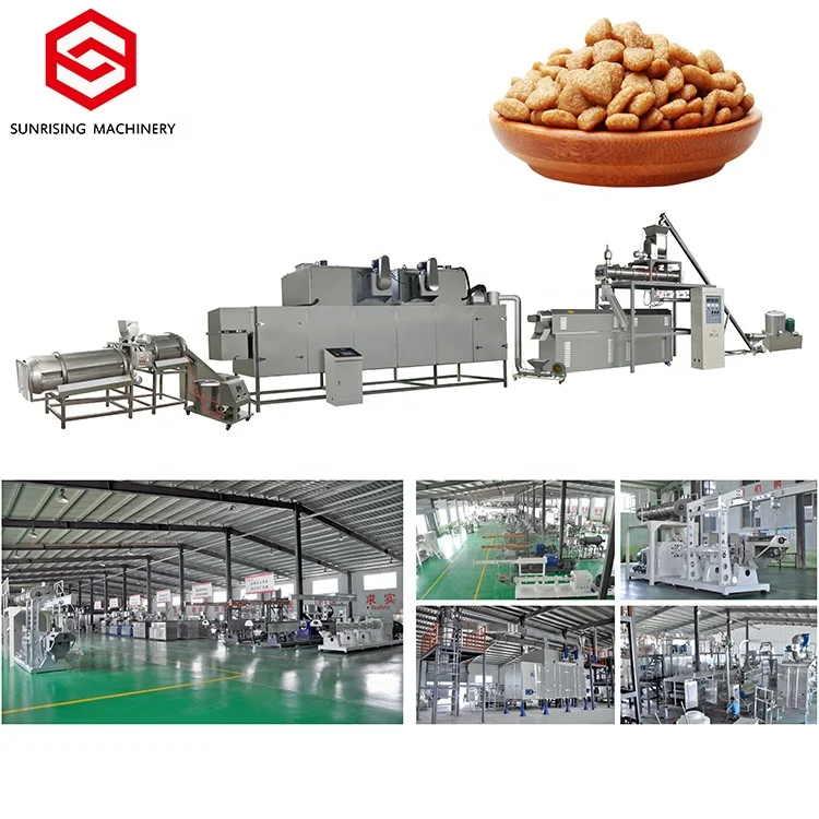 Full production line cold extrusion 200kg/h-6000kg/h dry pet dog food production machine