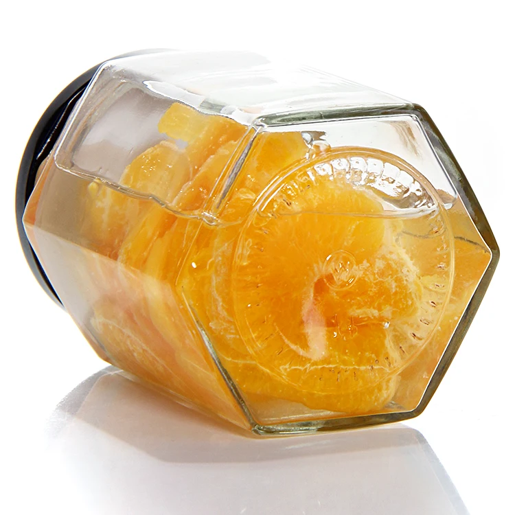 Wholesale 45ML 85ML 100ML Empty Small Hexagon Jam Chili Sauce Pickle Nut Glass Jar With Metal Lid