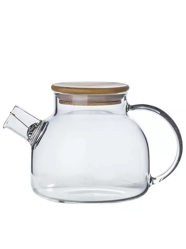 Hot Sale 1000ml 1800ml Borosilicate Glass Teapot Set With Glass Handle And Bamboo Lid