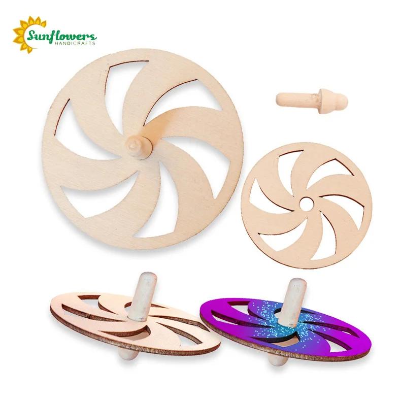 Kids DIY Painting Family Play Toys Wooden Spinning Top for DIY crafts projects