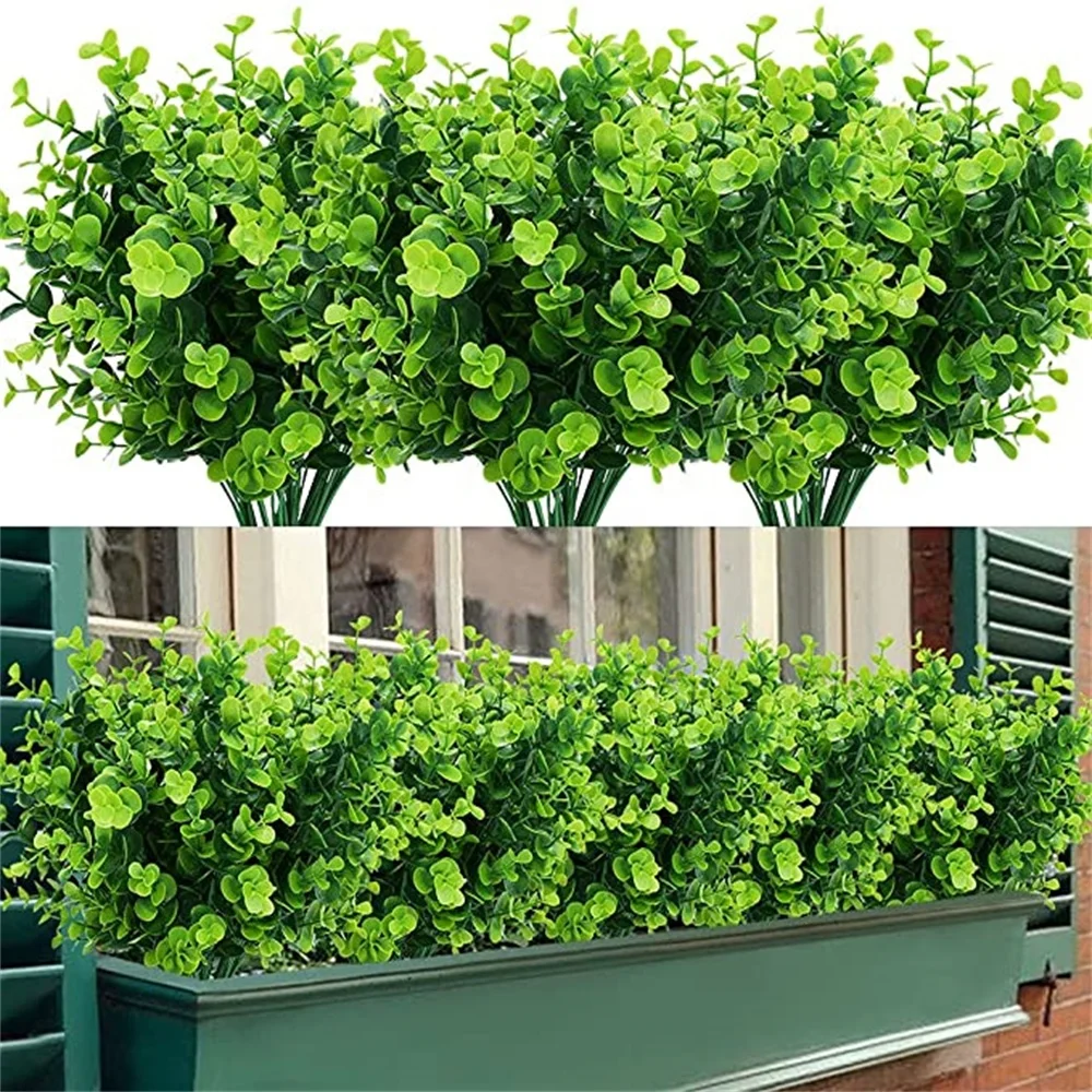 Artificial Boxwood Stems Faux Farmhouse Greenery Shrubs for Wedding Home Kitchen Garden Patio Yard Indoor Outdoor Decor