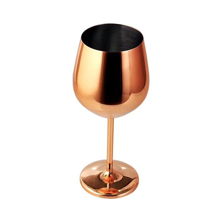 500ml stainless steel tall red wine colorful large-capacity drum-shaped drop-resistant copper plated wine glass