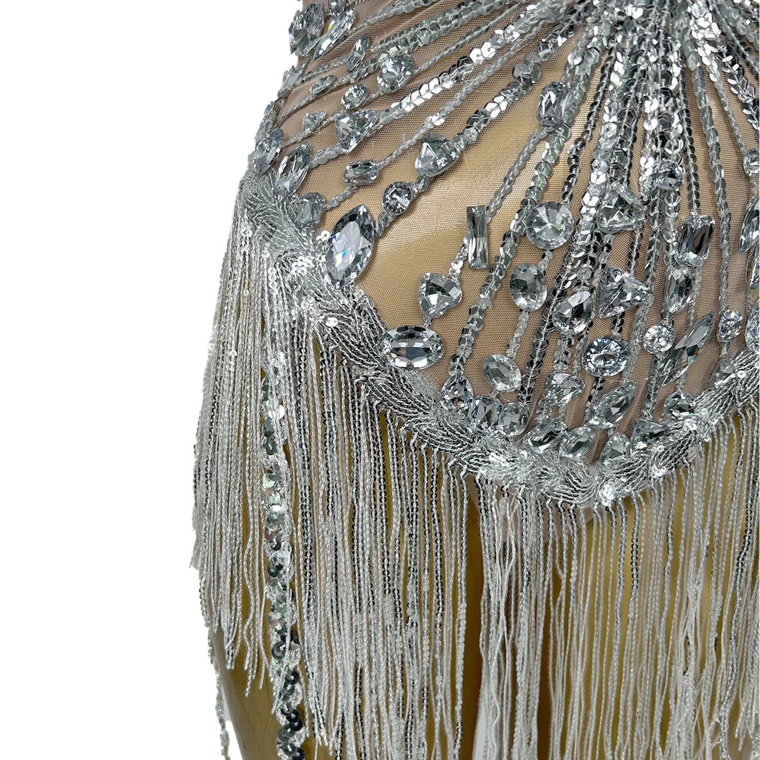 Sexy Sleeveless Sequin Fringes Bodycon Jumpsuit Pole Dance Leotard Festival Clothing Women Rhinestone Stage Performance Bodysuit