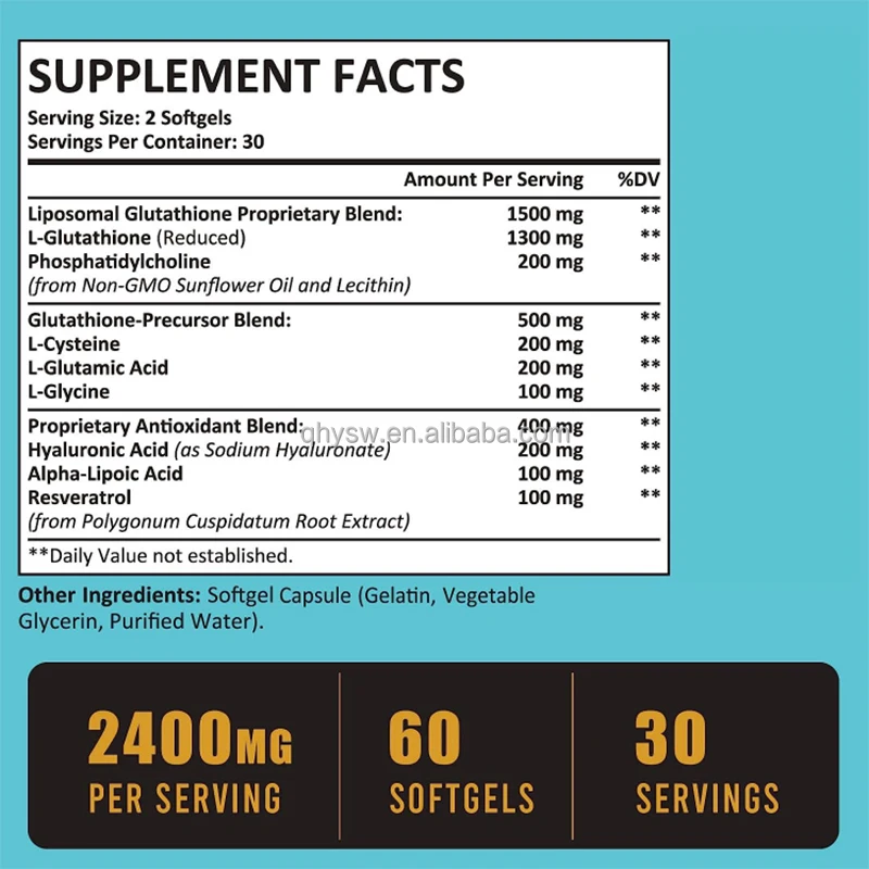 OEM Private Label L-glutathione Softgels Skin Whitening Product L-glutathione Capsule Skin Whitening Supplements Product