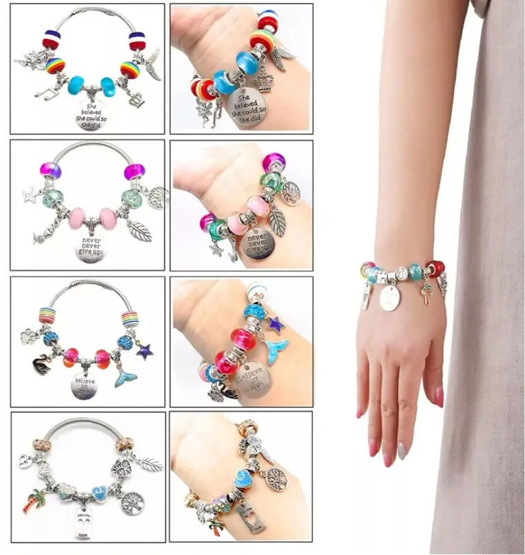 Hot selling Creativity DIY Bracelet Beads Dangles crafts gifts set make own jewelry toys for kids girls Christmas gifts