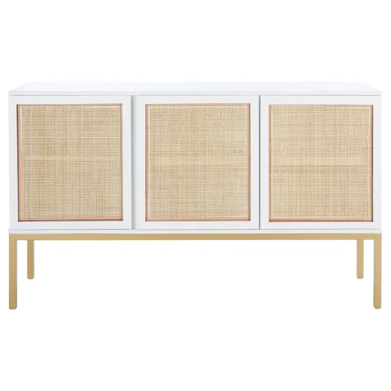 54' Wide Sideboard Buffet Table with Straw Weaving Sideboard Cupboard Living Room Furniture
