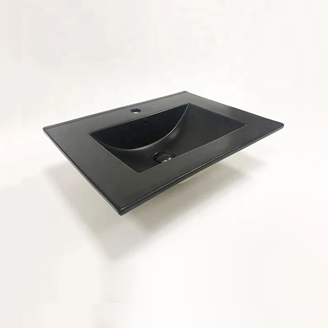 popular matt black color rectangle ceramic bathroom vanity  Cabinet sink Lavabo Basin