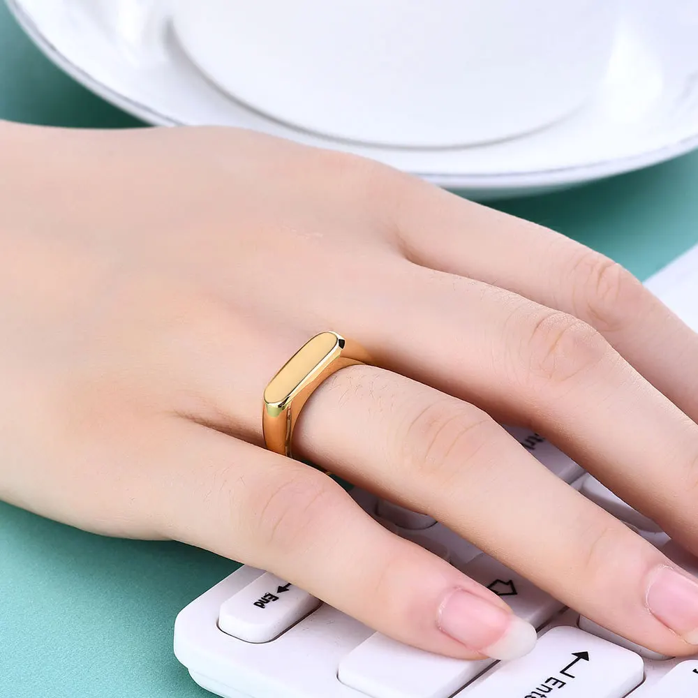 Новые Модные Простые Кольца из титановой стали с овальной полосой 18K