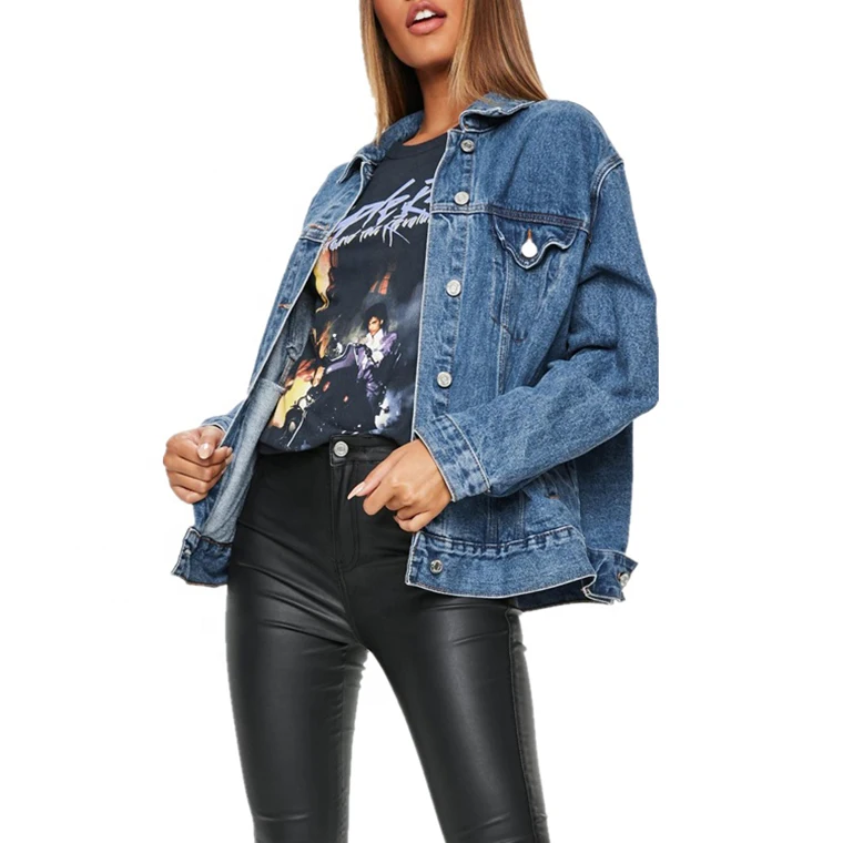 Custom design logo High Quality Jean jacket Denim Casual Plain Jackets For Women