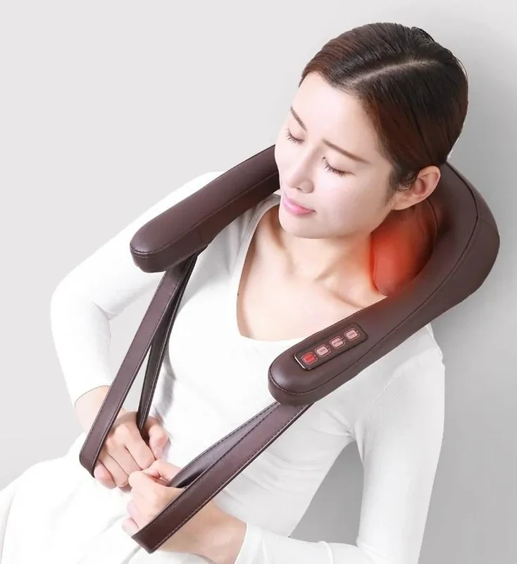 Electric Shiatsu Impulse Kneading and Heating Shoulder Massage Equipment U-Shape Neck Massager with Belt