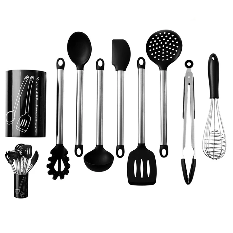 Best Selling Products Kitchen Accessories Set Non-stick Cooking Equipment 9 Pcs Silicone Spatula Soup Spoon Colander Shovel Tong