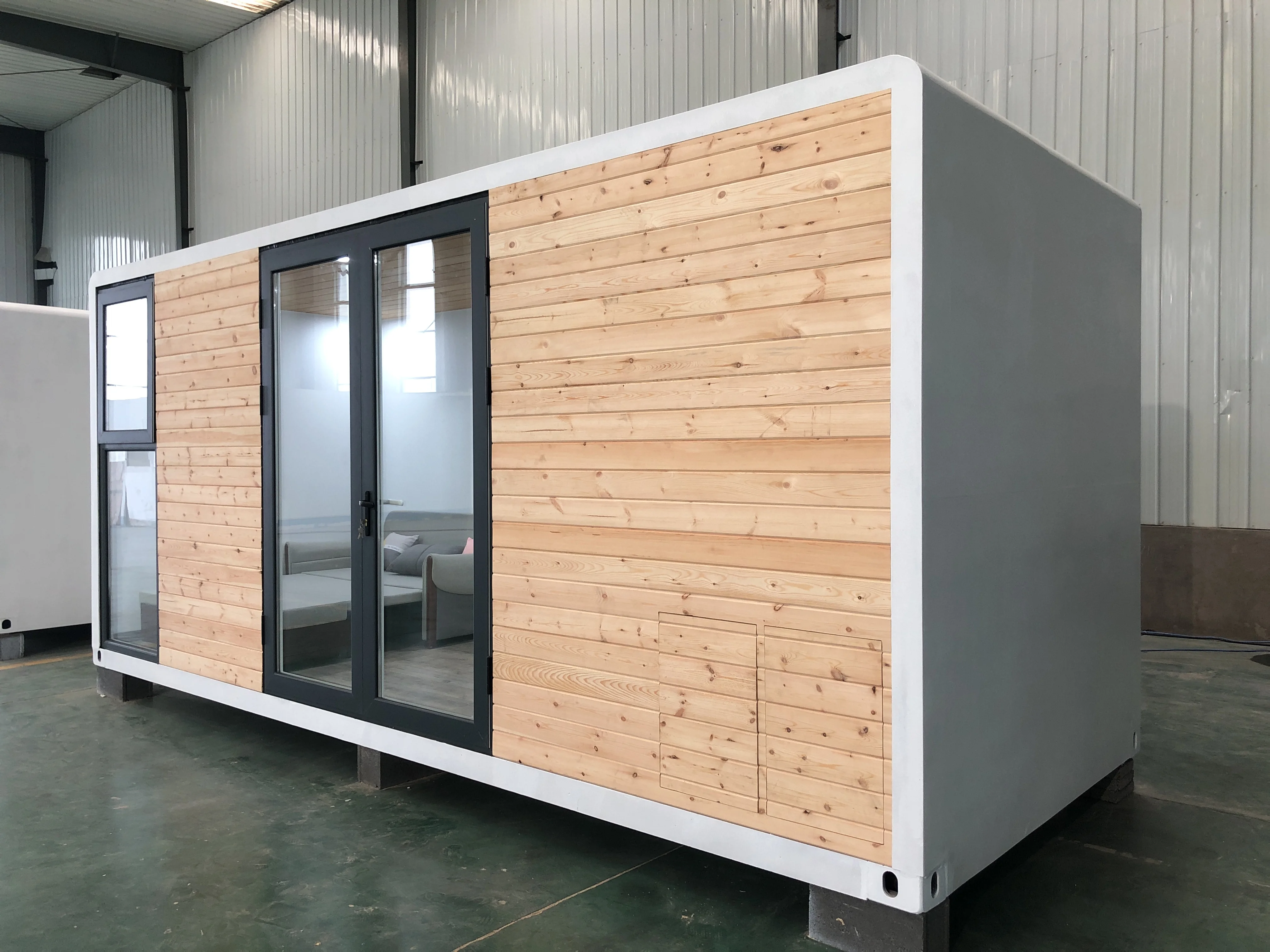 Longhe Real Wooden Movable Prefab Cabin Container House With All Furniture