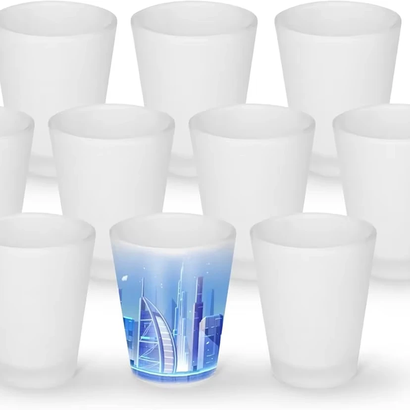 Wholesale Mini 50ml Blank Sublimation Frosted Thick Bottom Drink Shot Glasses Cup Gift for Christmas Whiskey Tequila Vodka