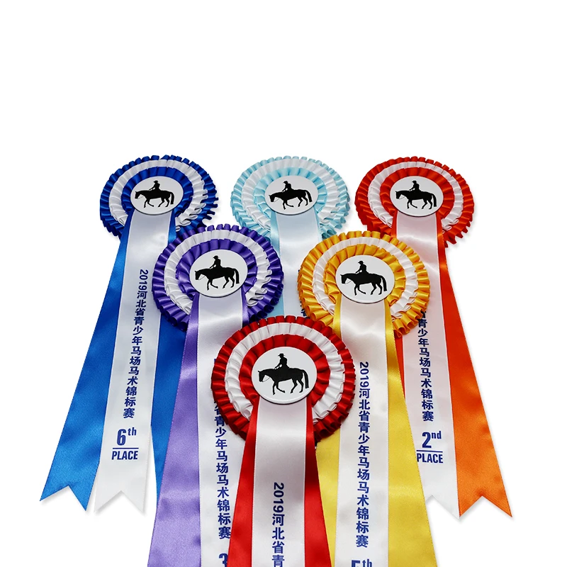 Customized Logo Award Ribbon Horse Rosettes