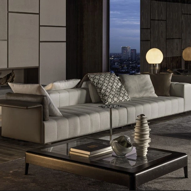 Light Luxury Cream Wabi-sabi Living Room Frosted Velvet Small Apartment Designer Straight Row Multi-seat Fabric Sofa