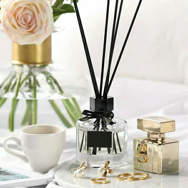 Home Red Clear Hexagonal Aromatherapy Screen Printing 120ml Empty Perfume Reed Diffuse Glass Bottle