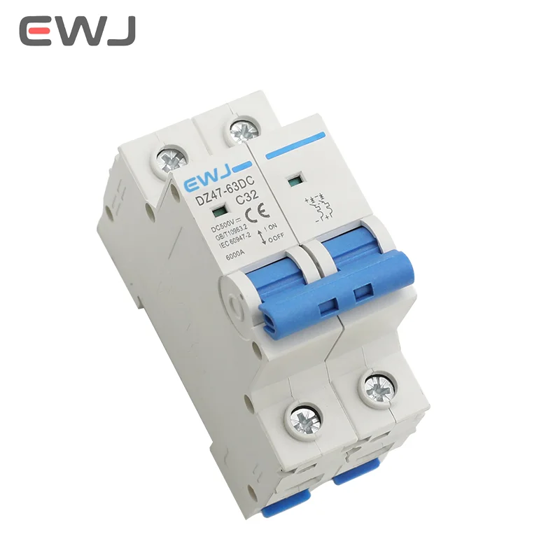 EWJ 2P DC мини-выключатели для защиты от перегрузки по току воздушный выключатель 16 А 500 В солнечный