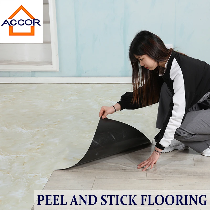 Linoleum Flooring Cheap PVC Tile Stickers Dry Bottom LVT Flooring Anti Abrasion Anti Slip Self Adhesive Vinyl Flooring