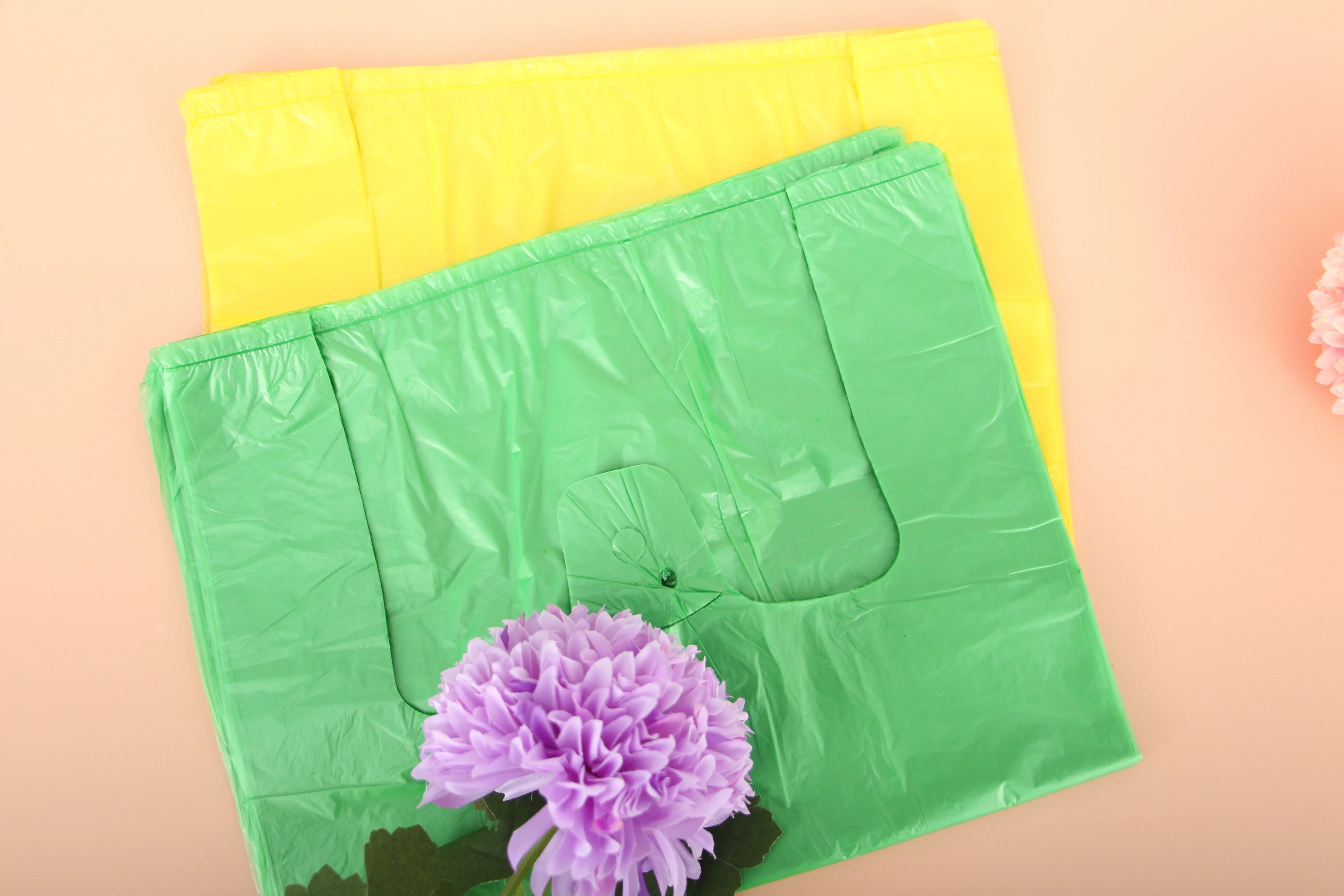 Factory Reusable HDPE T-Shirt Plastic Shopping Bags With Logos Food Flexible Packaging