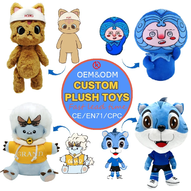 Kinqee low moq custom plush toys stuffed animal design my own plush doll custom made plushie toy manufacturer plush toy custom