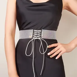 Hot Sale Women Showing Charming Temperament Girdling Belt Colorful Rhinestone Lace-Up Waist Girdle
