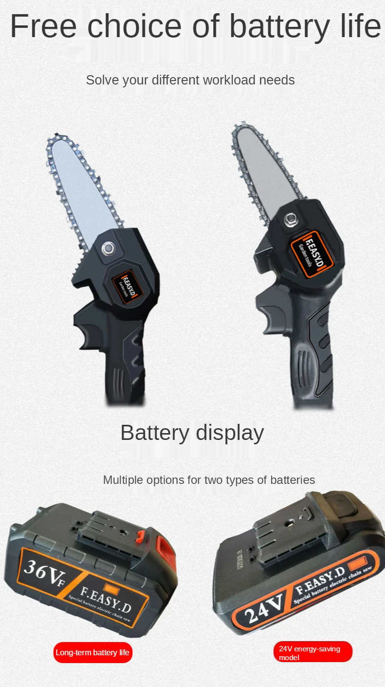 4 Inch Handheld Pruner Battery 24V Rechargeable Portable Mini Electric Chainsaw With Brushless Motor