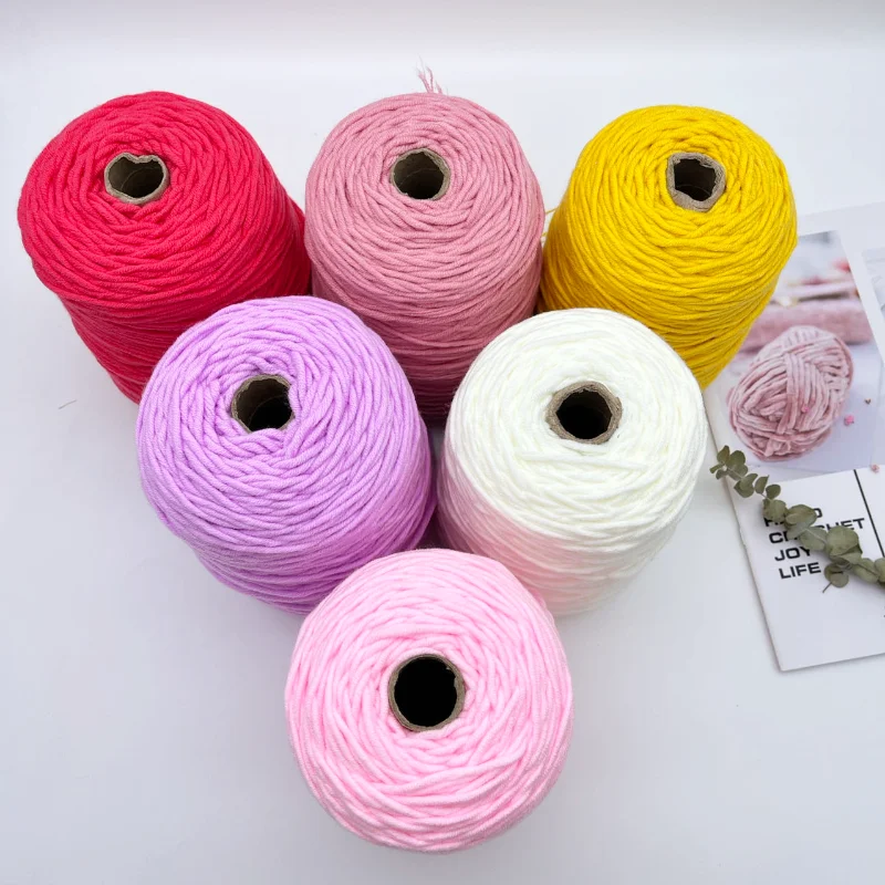 Free sample 100g/400g yarn cone 3mm 8ply milk cotton yarn Rugs and Carpet Tufting Acrylic Yarn for Tufting Gun
