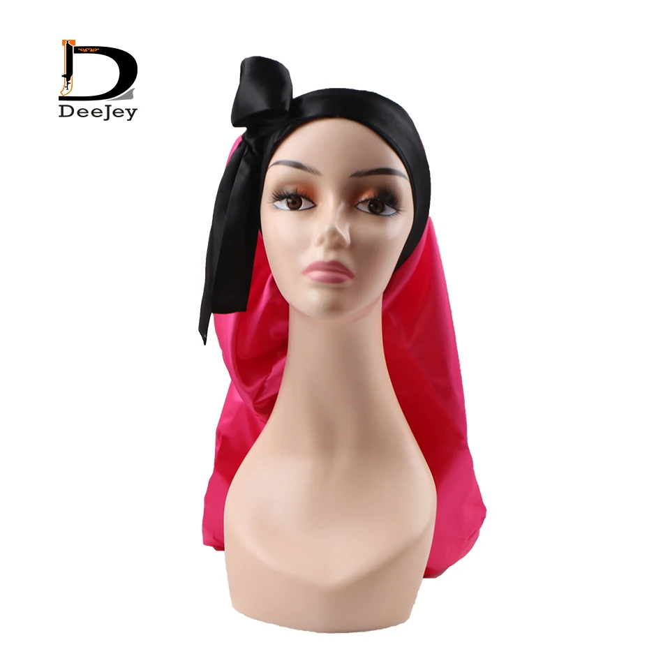  Fire Sale Wholesale Satin Adjustable Long Bonnet With Tie Band Custom Logo For
