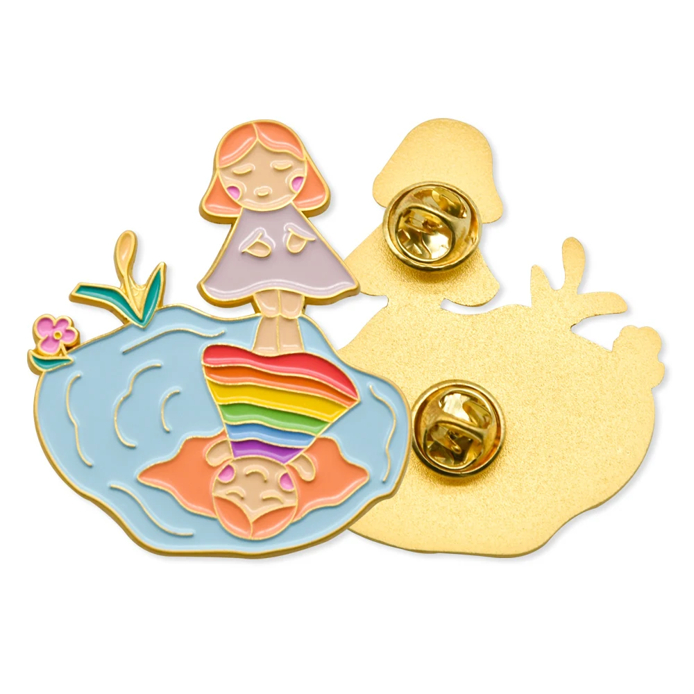 Design souvenir gifts dye black gold metal enamel lapel pin badge