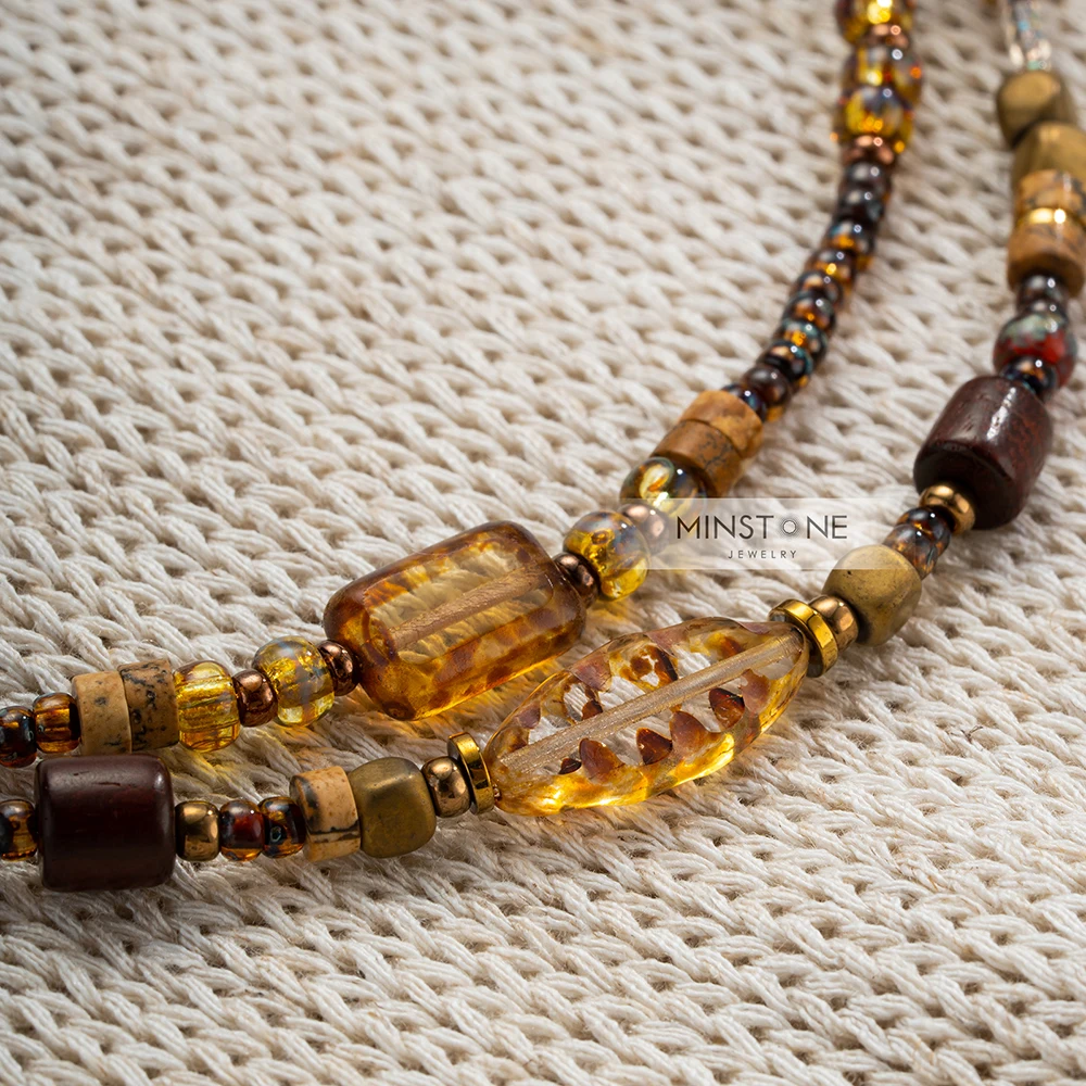 Wholesale Beads Necklace Sets Customized Necklace High Quality Stainless Steel Natural Stone Amber Necklace For Gift