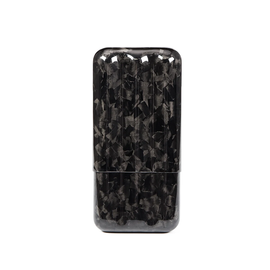 2021 new style high end black cool forged carbon fiber three finger cigar case